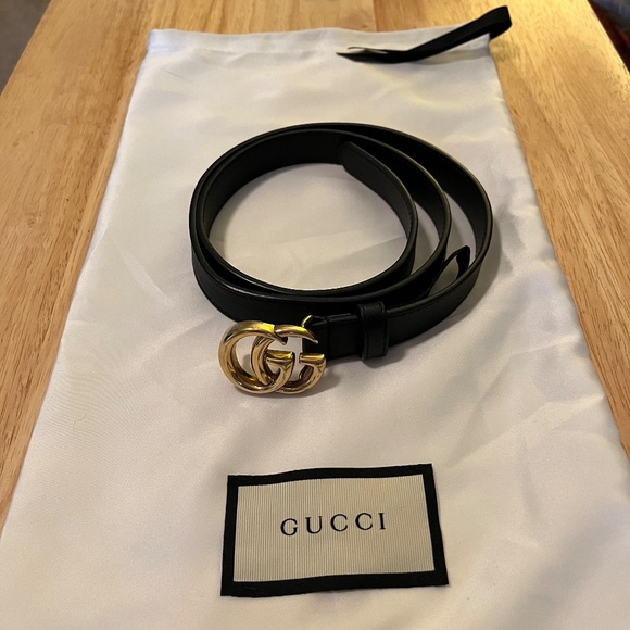 Gucci Thin Leather Belt (Waist Size 27"-31") with Dust Bag - Picture 1 of 8